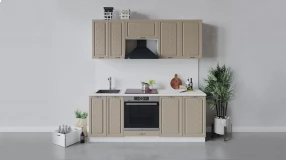 Кухонный гарнитур «Бьянка» длиной 200 см со шкафом НБ (Белый/Дуб кофе)